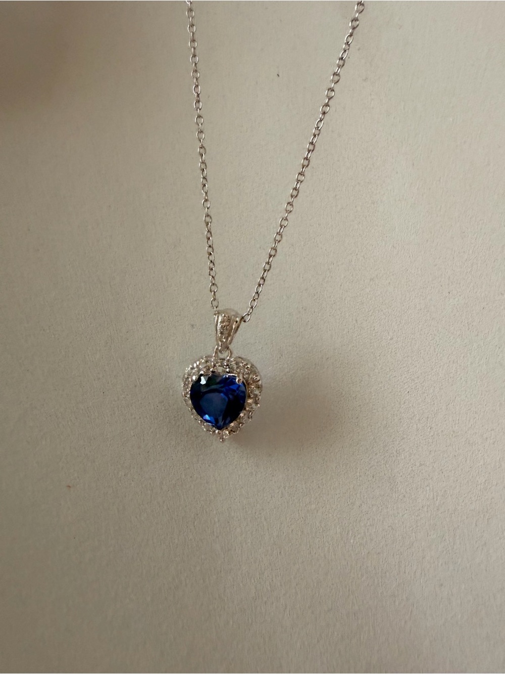 Sterling Silver Blue Sapphire Halo Pendant